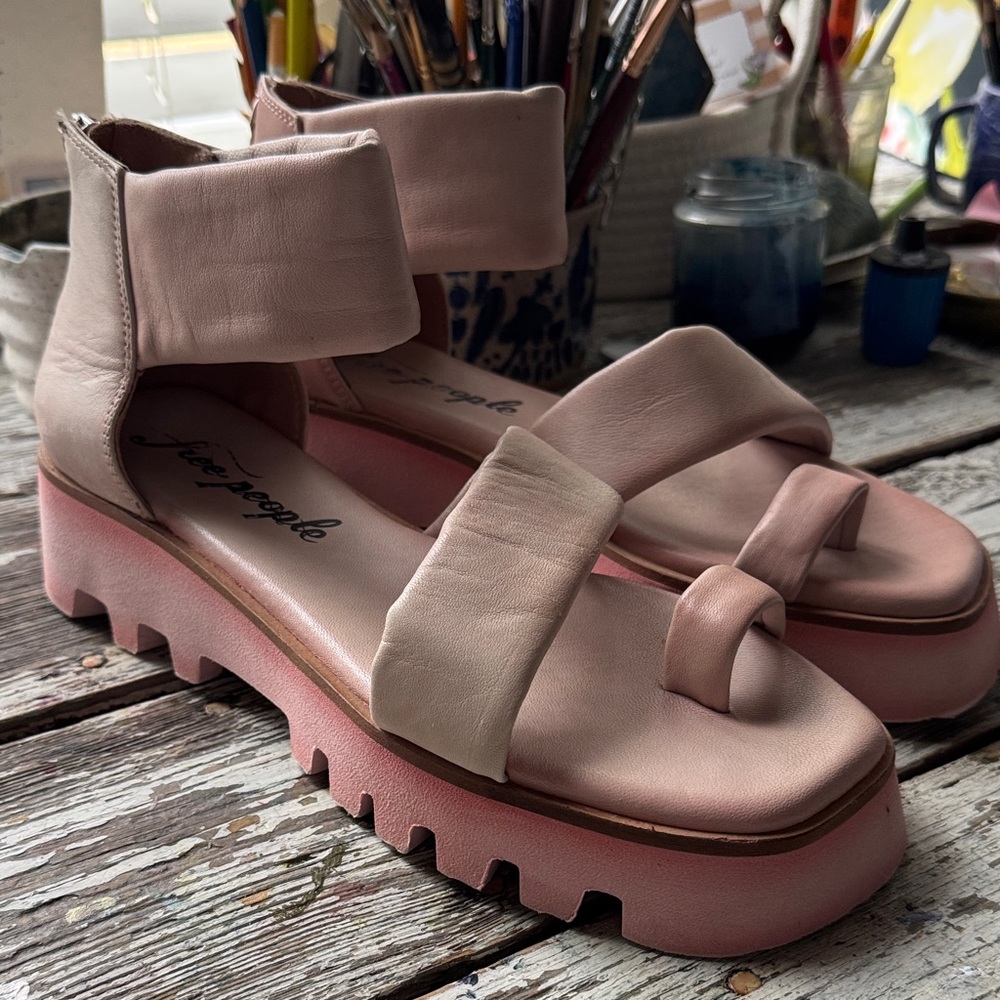 Free People Blush Pink Platform Sandals